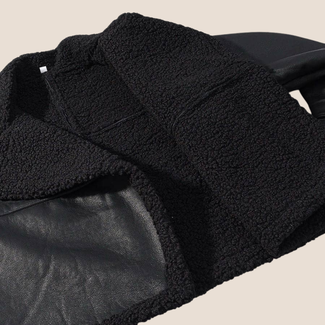 Elvira | Płaszcz z owczej skóry z paskiem