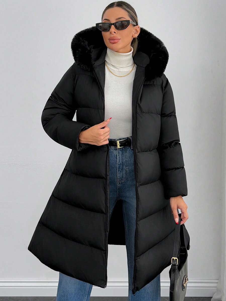 ISABEL | Pikowany płaszcz z paskiem i szerokim kołnierzem