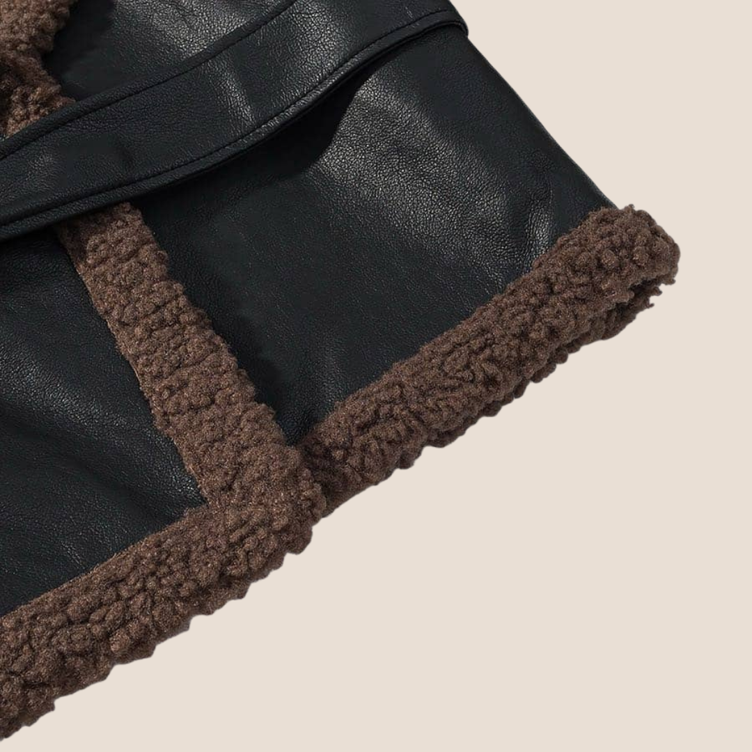 Elvira | Płaszcz z owczej skóry z paskiem