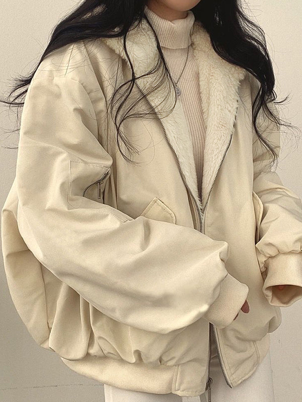 Kurtka z kapturem z dwustronnego materiału Sherpa