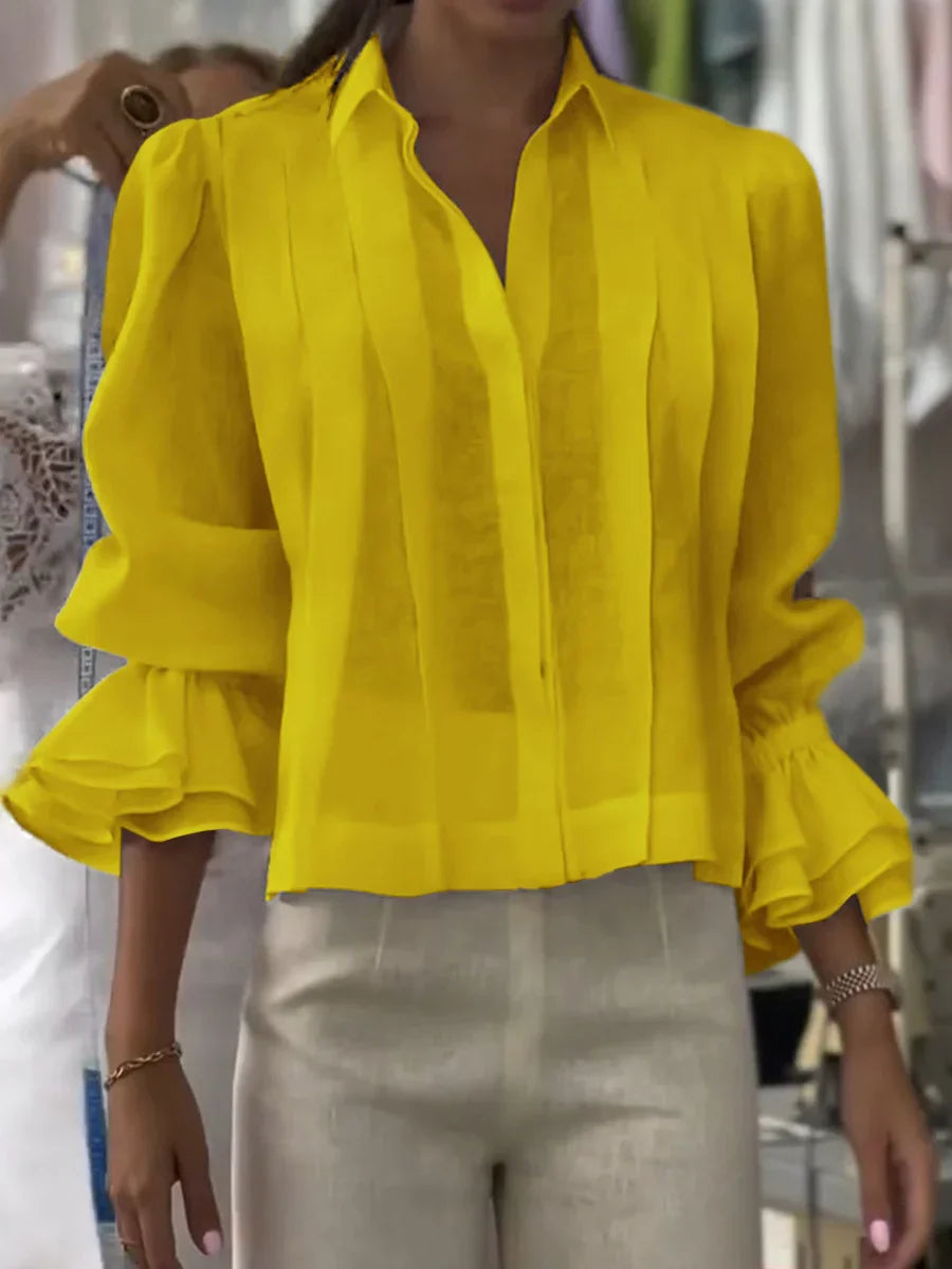 NORA | Elegancka plisowana bawełniana bluzka