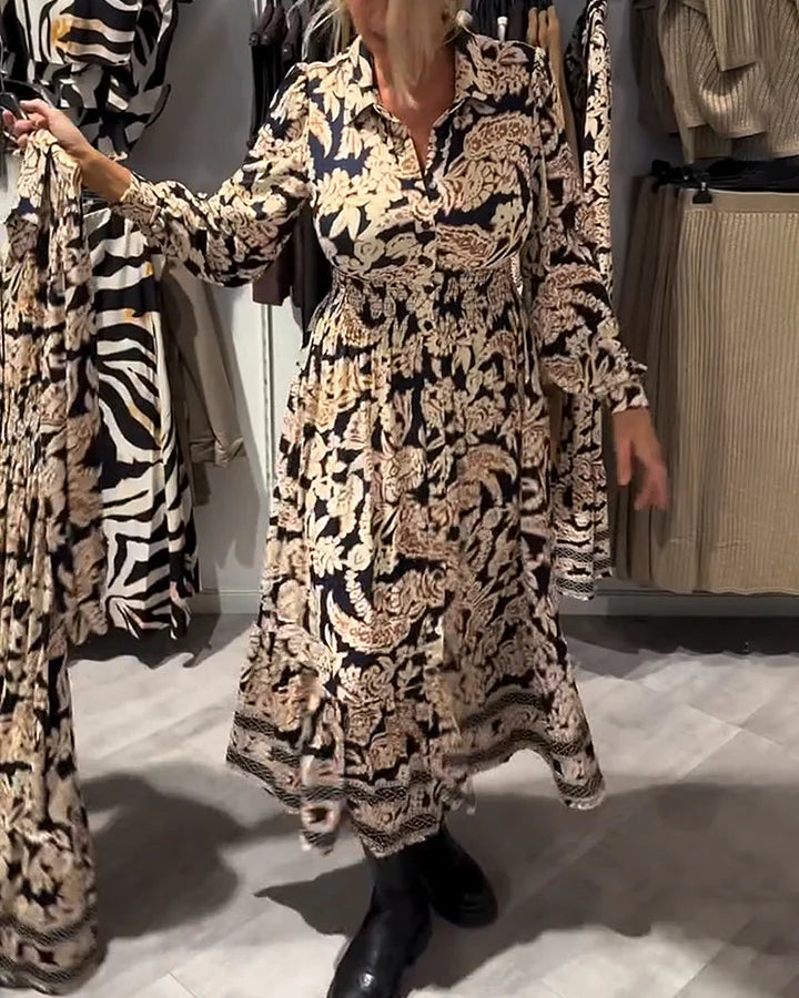 EWALINA | Modna wzorzysta sukienka na jesień